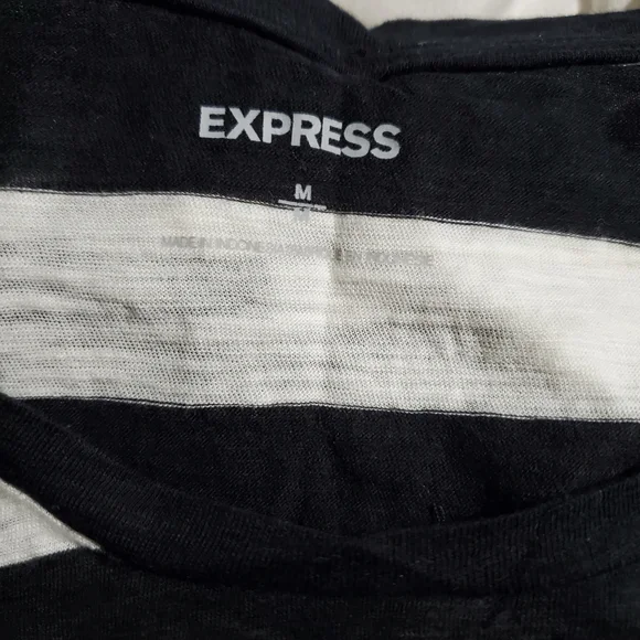 NWT Express Black and White Striped Long Sleeve Top - Picture 2 of 8